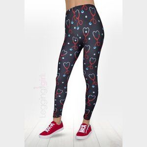 Heart Beat Printed FeatherSoft Women's Leggings Extra Plus 3XL-5XL (Fits 24-32)